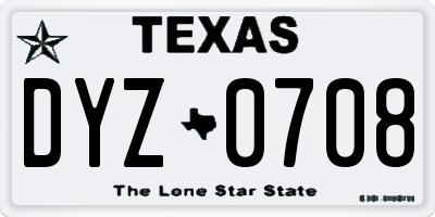 TX license plate DYZ0708