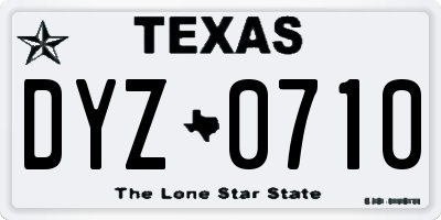 TX license plate DYZ0710