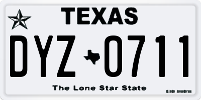 TX license plate DYZ0711