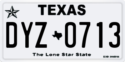 TX license plate DYZ0713
