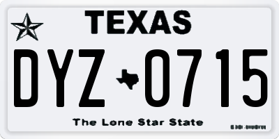 TX license plate DYZ0715