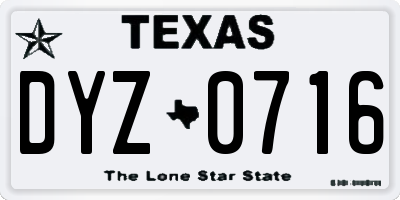 TX license plate DYZ0716