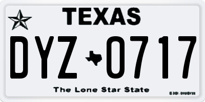 TX license plate DYZ0717