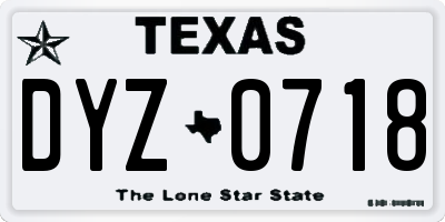TX license plate DYZ0718