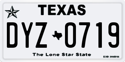 TX license plate DYZ0719