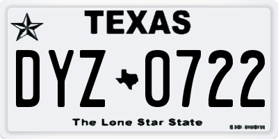 TX license plate DYZ0722