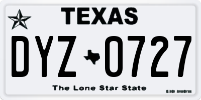 TX license plate DYZ0727