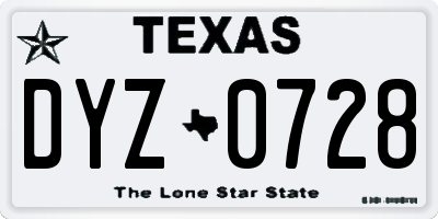 TX license plate DYZ0728