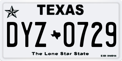TX license plate DYZ0729