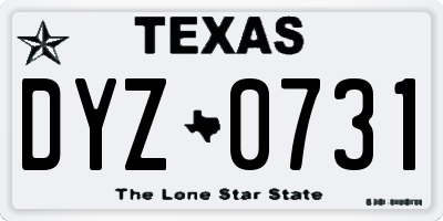 TX license plate DYZ0731