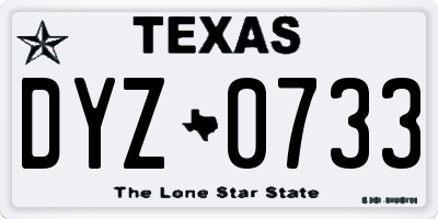 TX license plate DYZ0733