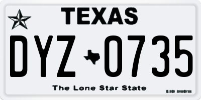 TX license plate DYZ0735