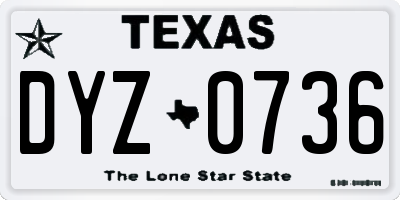 TX license plate DYZ0736