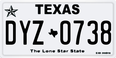 TX license plate DYZ0738