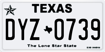 TX license plate DYZ0739