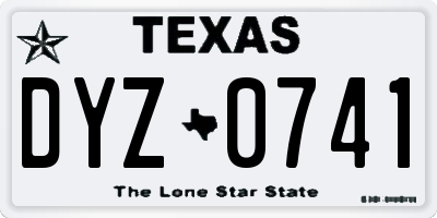 TX license plate DYZ0741
