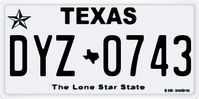 TX license plate DYZ0743