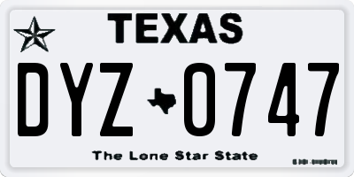 TX license plate DYZ0747