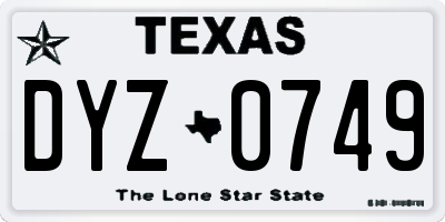 TX license plate DYZ0749