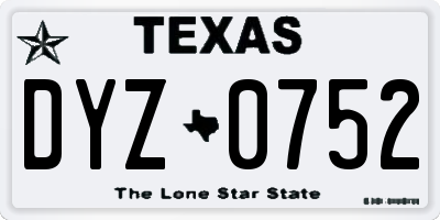 TX license plate DYZ0752