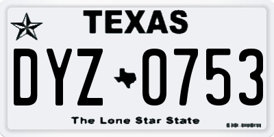 TX license plate DYZ0753