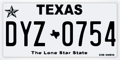 TX license plate DYZ0754
