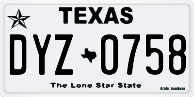 TX license plate DYZ0758