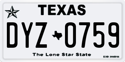 TX license plate DYZ0759
