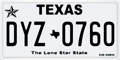 TX license plate DYZ0760