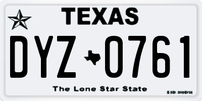 TX license plate DYZ0761
