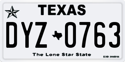 TX license plate DYZ0763