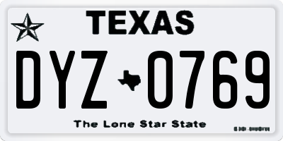 TX license plate DYZ0769