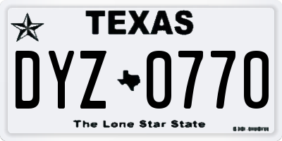 TX license plate DYZ0770