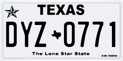 TX license plate DYZ0771
