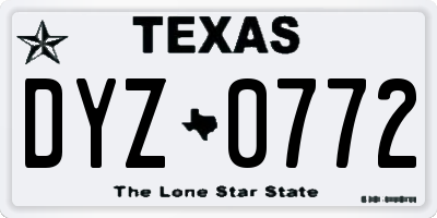 TX license plate DYZ0772