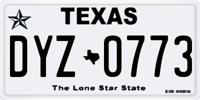 TX license plate DYZ0773