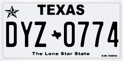 TX license plate DYZ0774
