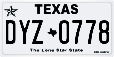 TX license plate DYZ0778