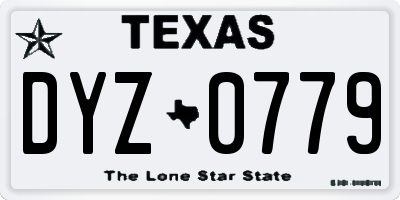 TX license plate DYZ0779