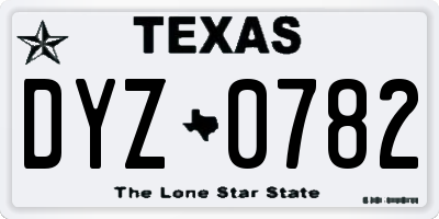 TX license plate DYZ0782