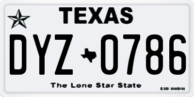 TX license plate DYZ0786