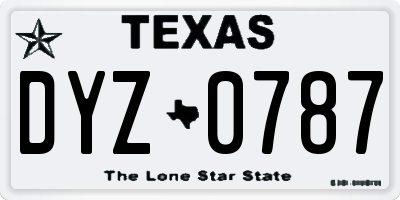 TX license plate DYZ0787