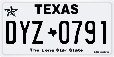 TX license plate DYZ0791