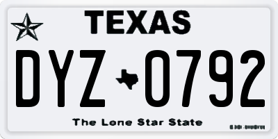 TX license plate DYZ0792