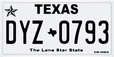 TX license plate DYZ0793