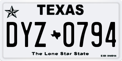 TX license plate DYZ0794