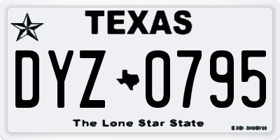 TX license plate DYZ0795
