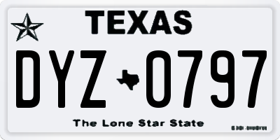 TX license plate DYZ0797