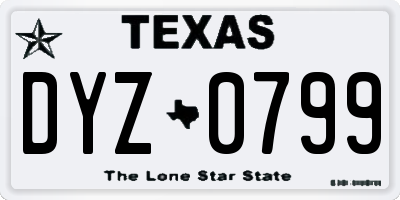 TX license plate DYZ0799
