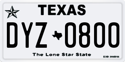 TX license plate DYZ0800